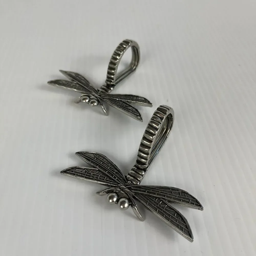 Pier 1 Imports Set Of 2 Dragonfly Napkin Rings Silver Pewter Spring